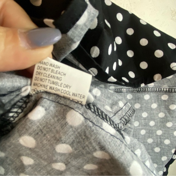Ariella Rockabilly Pinup Retro Couture Polka Dot Black Cocktail Swing Dress SZ L - Picture 10 of 14